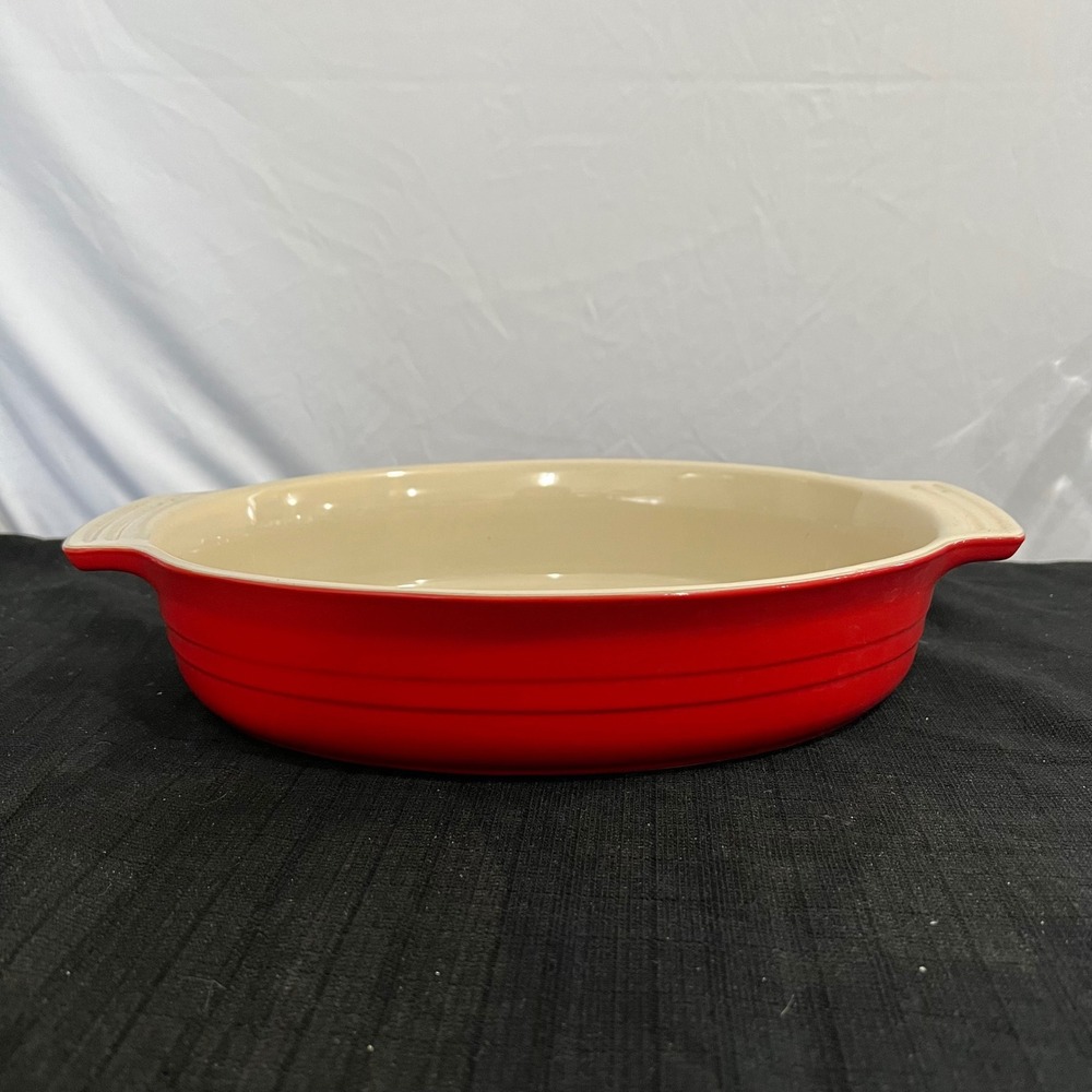 Le Creuset Cerise Red Oval Au Gratin Dish 17-21 Stoneware Baker 12.5 Inch